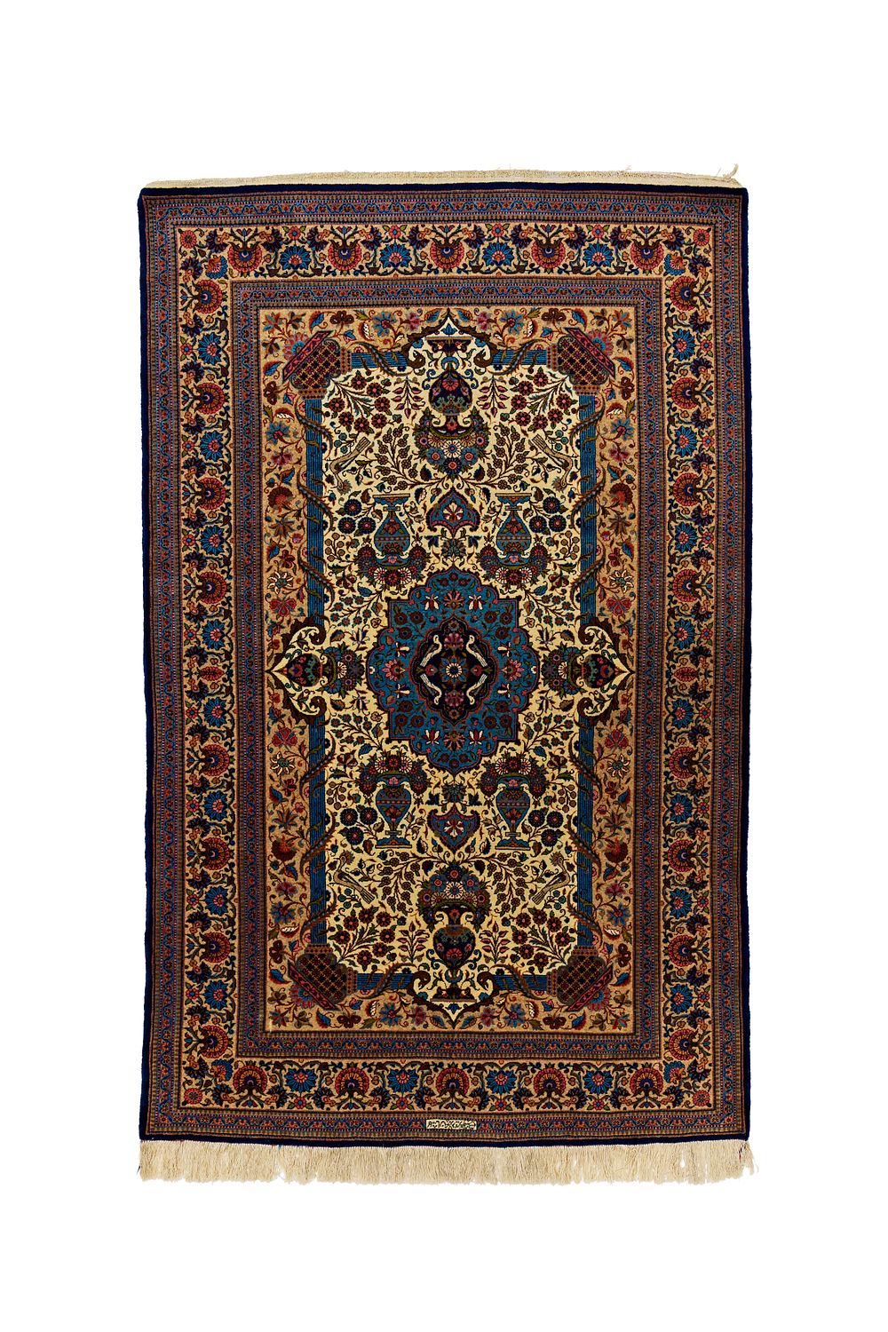 Lot 290: A PERSIAN KASHAN DABIR HAND KNOTTED WOOL RUG, CIRCA 1920
