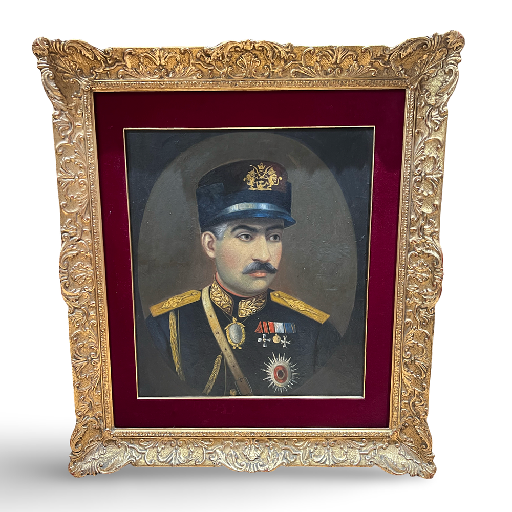 Lot 188: OIL ON CANVAS PAINTING PORTRAIT OF REZA SHAH PAHLAVI 20TH CENTURY
