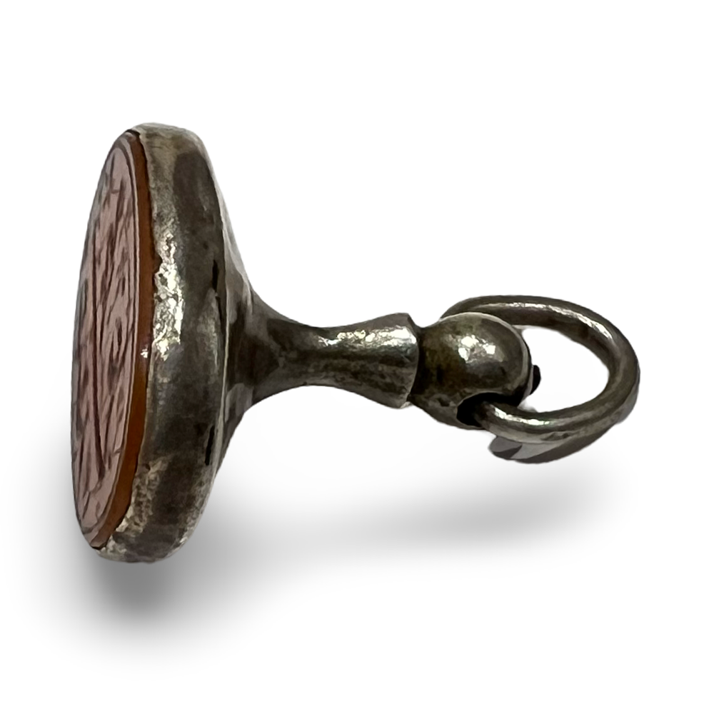 Lot 255: ANTIQUE SILVER AND CARNELIAN INTAGLIO FOB SEAL