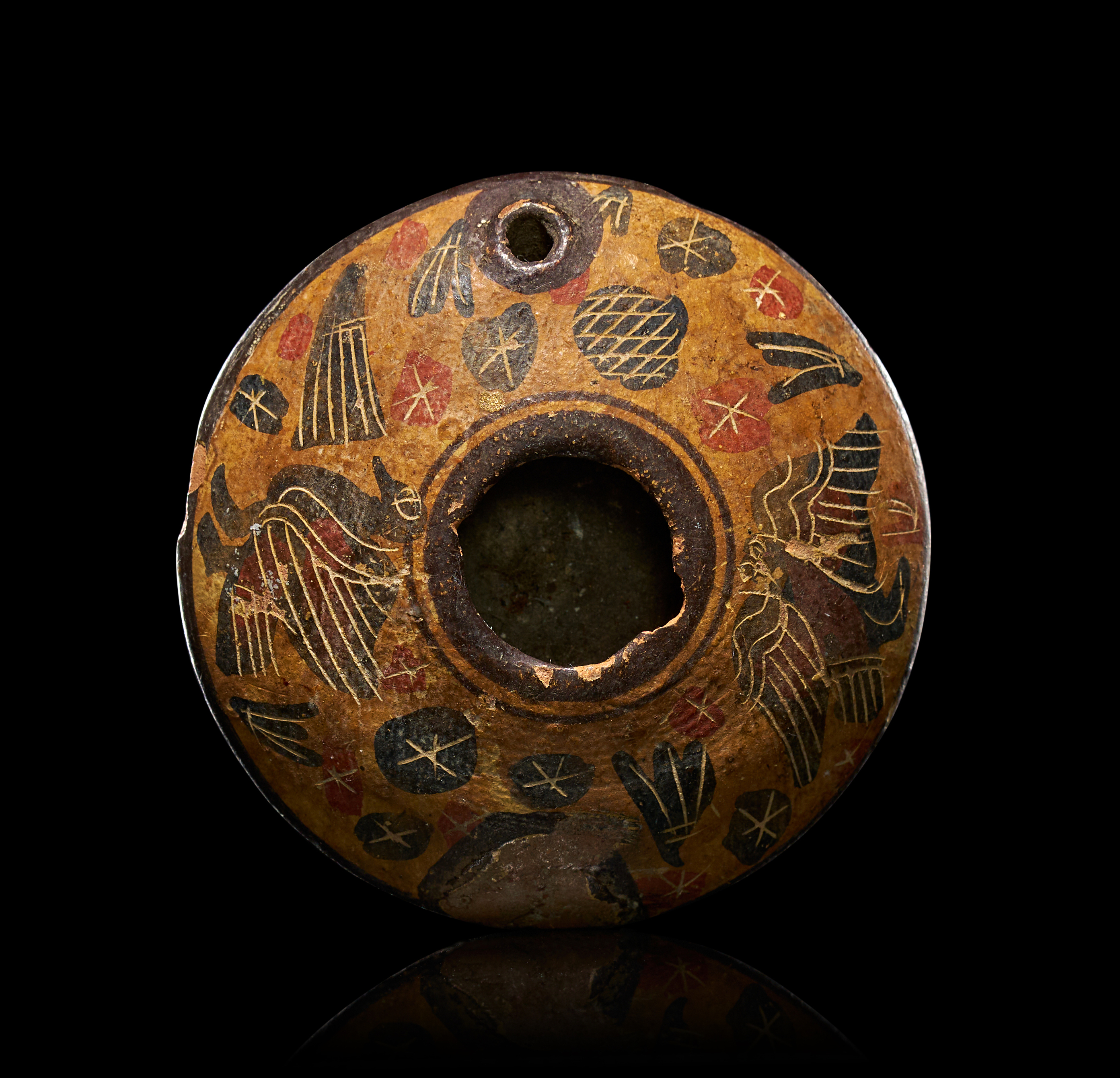 AN ANCIENT GREEK CORINTHIAN POTTERY OIL LAMP, CIRCA 6TH CENTURY B.C.