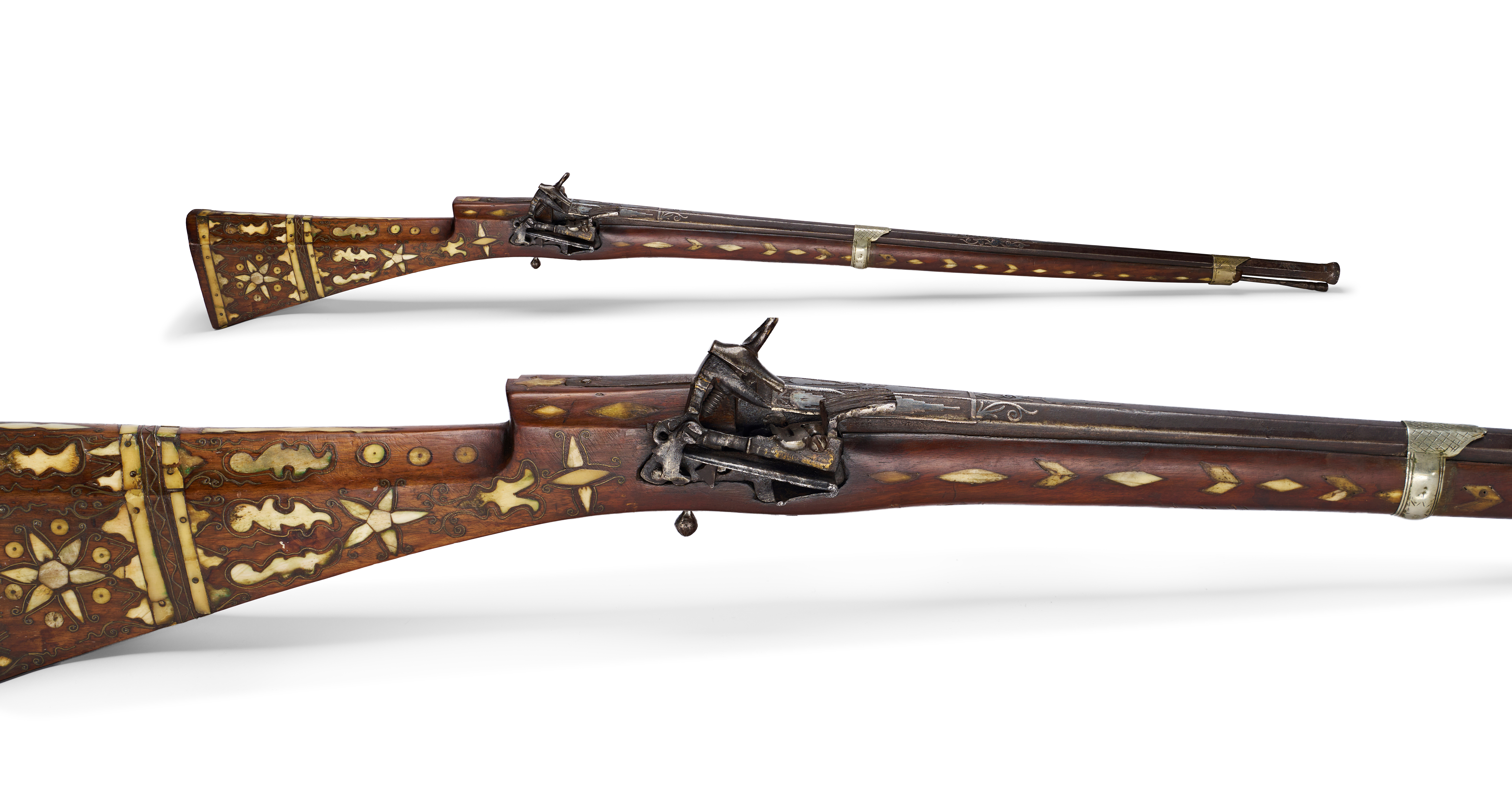 AN OTTOMAN BONE INLAID MIQUELET LOCK RIFLE (TUFEK), TURKEY, 19TH CENTURY