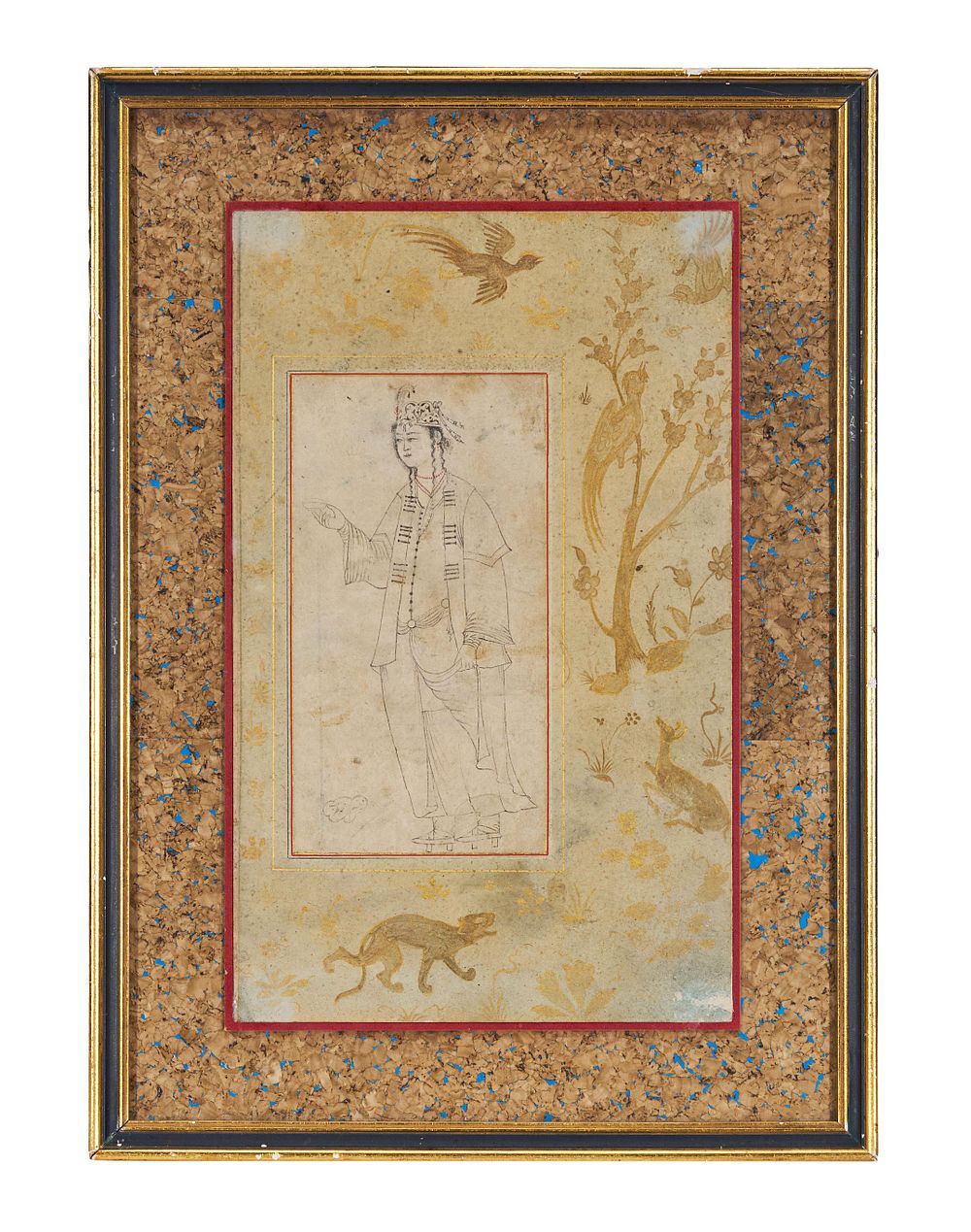 Lot 277: A SAFAVID MINIATURE DRAWING OF A YOUNG PRINCE, PERSIA, 17TH CENTURY