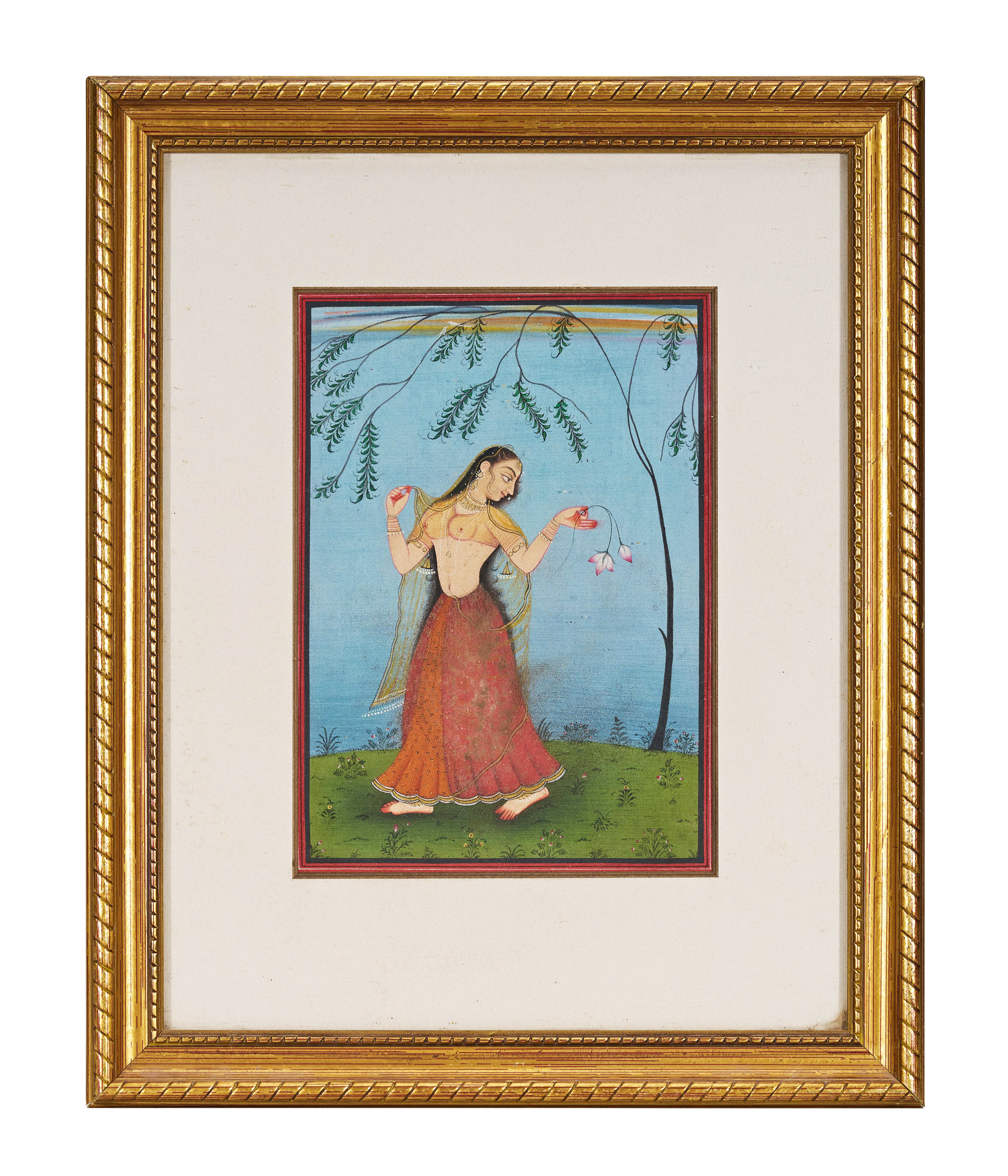 A RAJASTHANI MINIATURE PAINTING OF A NAYIKA OR RAGINI, LATE 19TH OR EARLY 20TH CENTURY