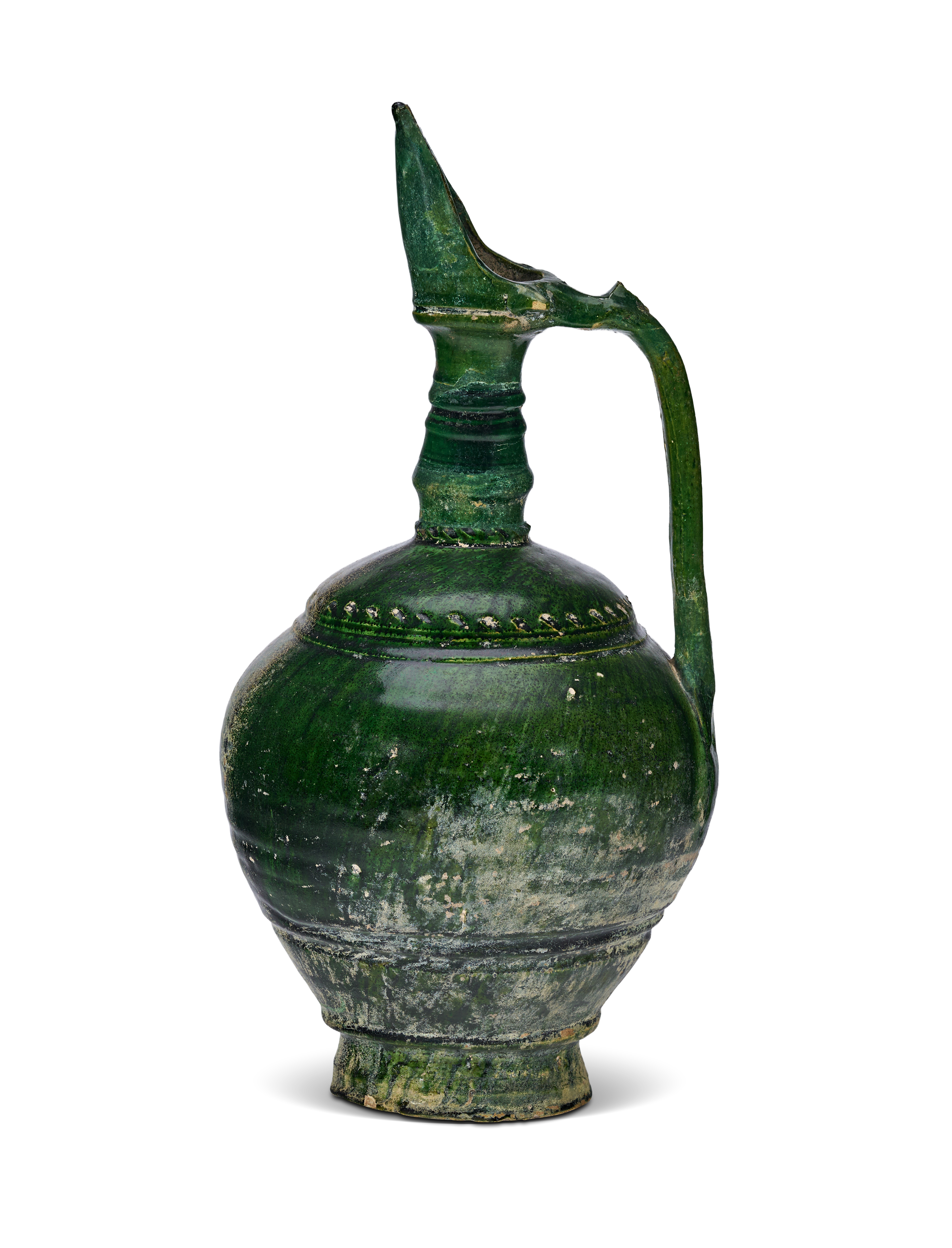 AN UMAYYAD MONOCHROME POTTERY EWER SYRIA OR MESOPOTAMIA, 8TH - 9TH CENTURY