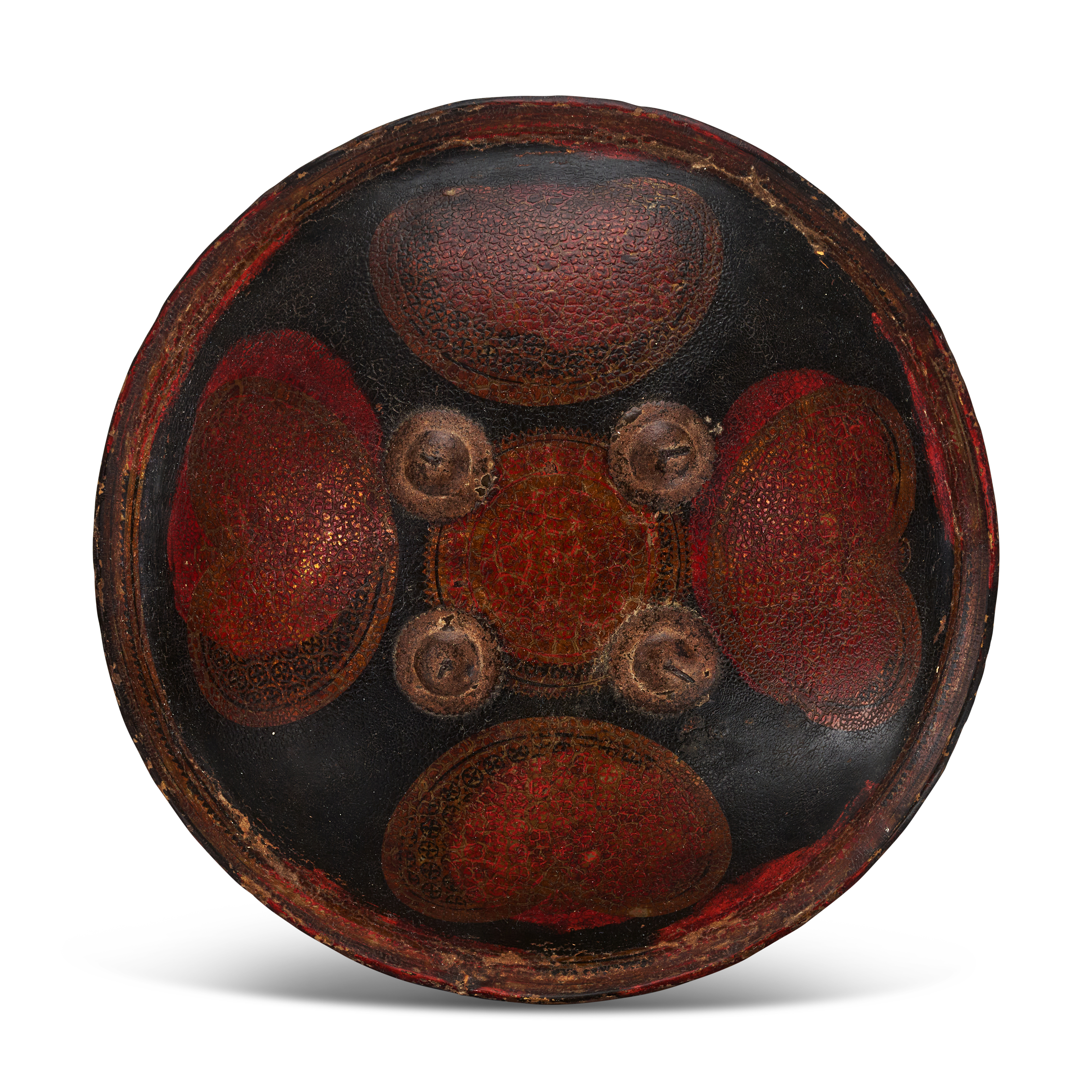 AN INDO-PERSIAN LACQUERED DHAL SHIELD, 19TH CENTURY