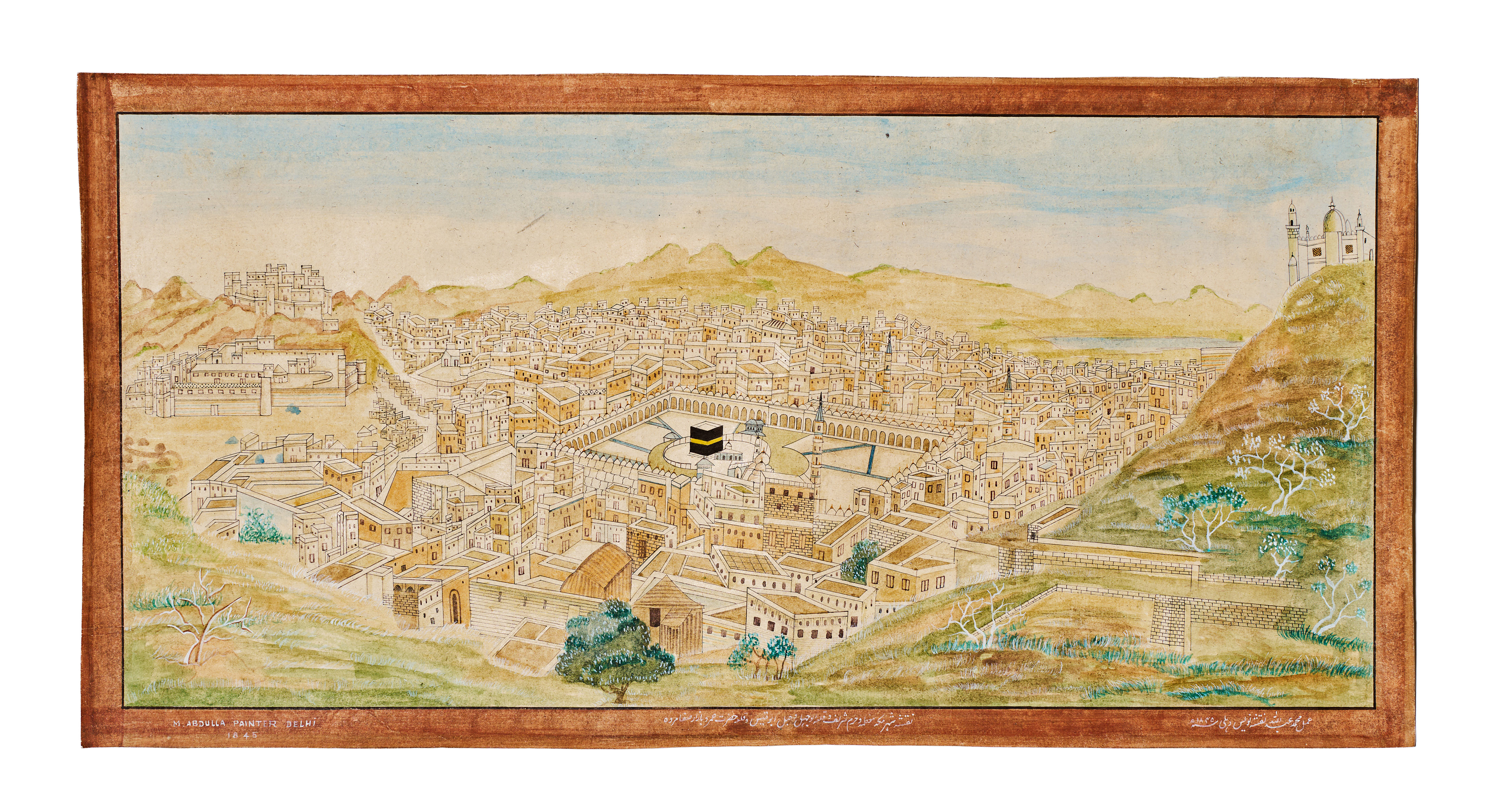 A BIRDS EYE PAINTING VIEW OF MECCA BY M. ABDULLA OF DELHI, 1845