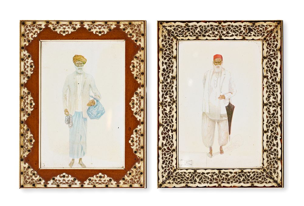 Lot 214: A PAIR ANGLO-INDIAN BONE INLAID FRAMES, 19TH CENTURY