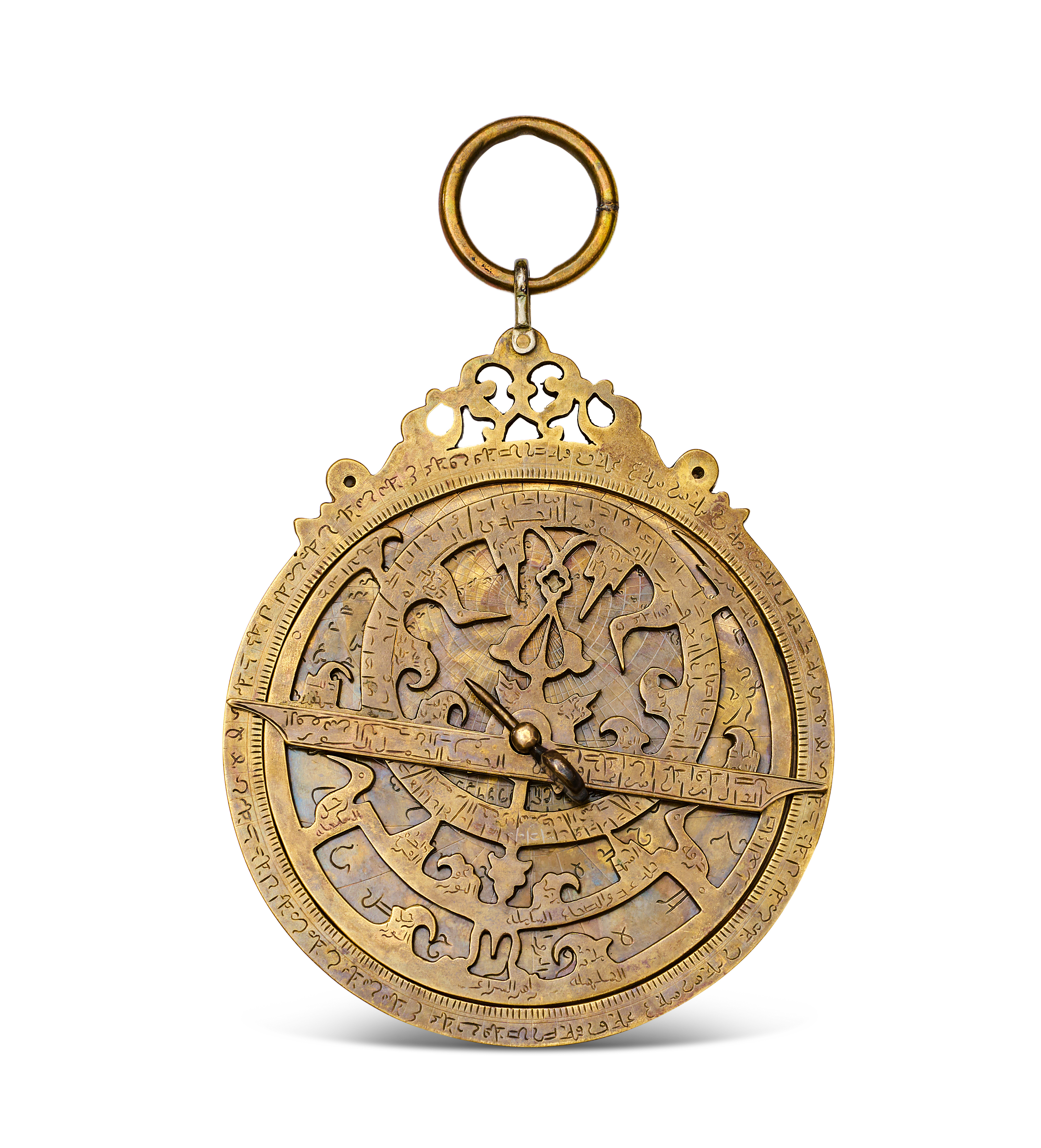 AN INDO-PERSIAN ENGRAVED BRASS PLANISPHERIC ASTROLABE, 19TH CENTURY