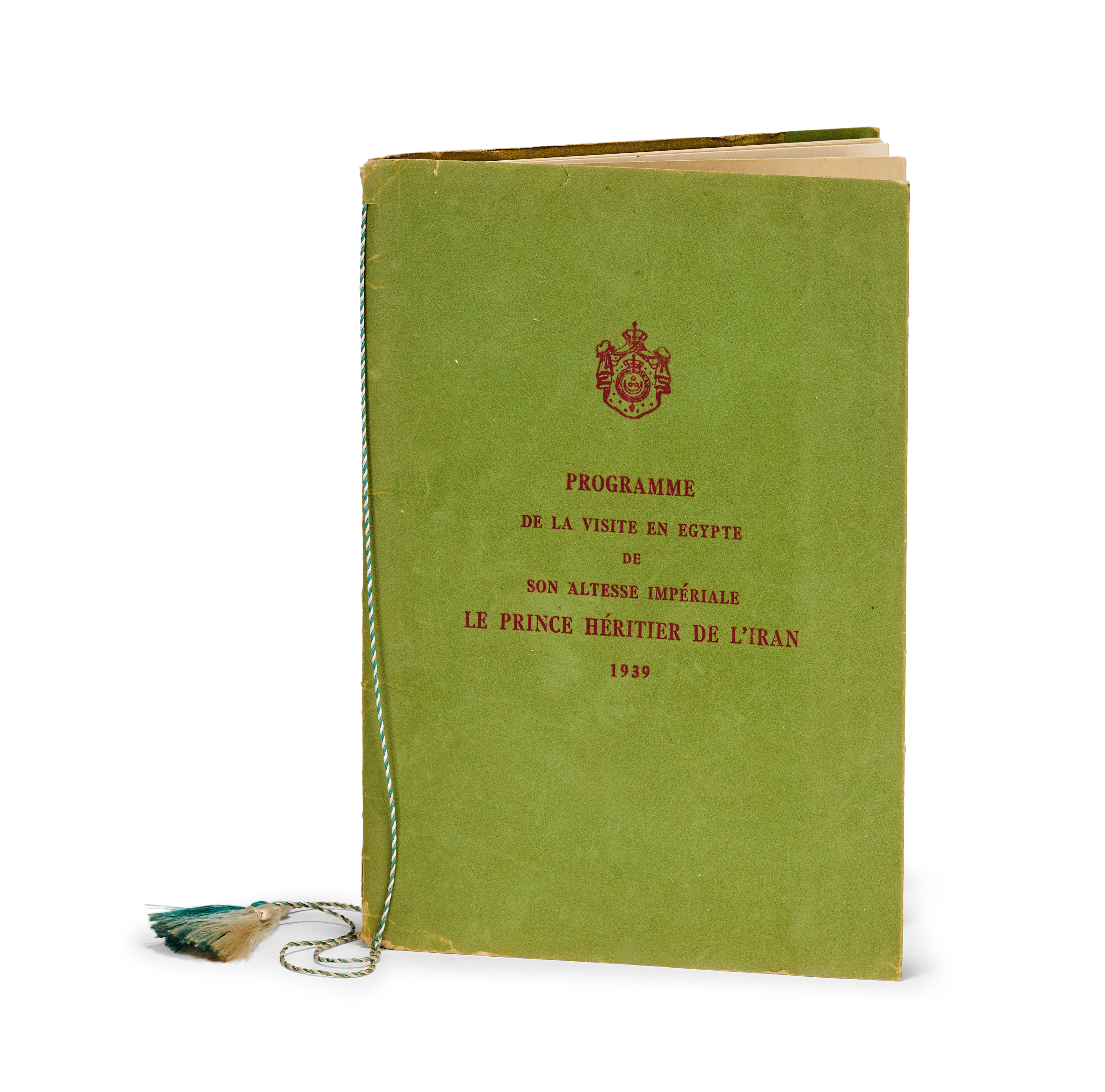 THIS OFFICIAL COMMEMORATIVE PROGRAM DOCUMENTS THE 1939 STATE VISIT OF THE CROWN PRINCE OF IRAN, MOHAMMAD REZA PAHLAVI, TO EGYPT