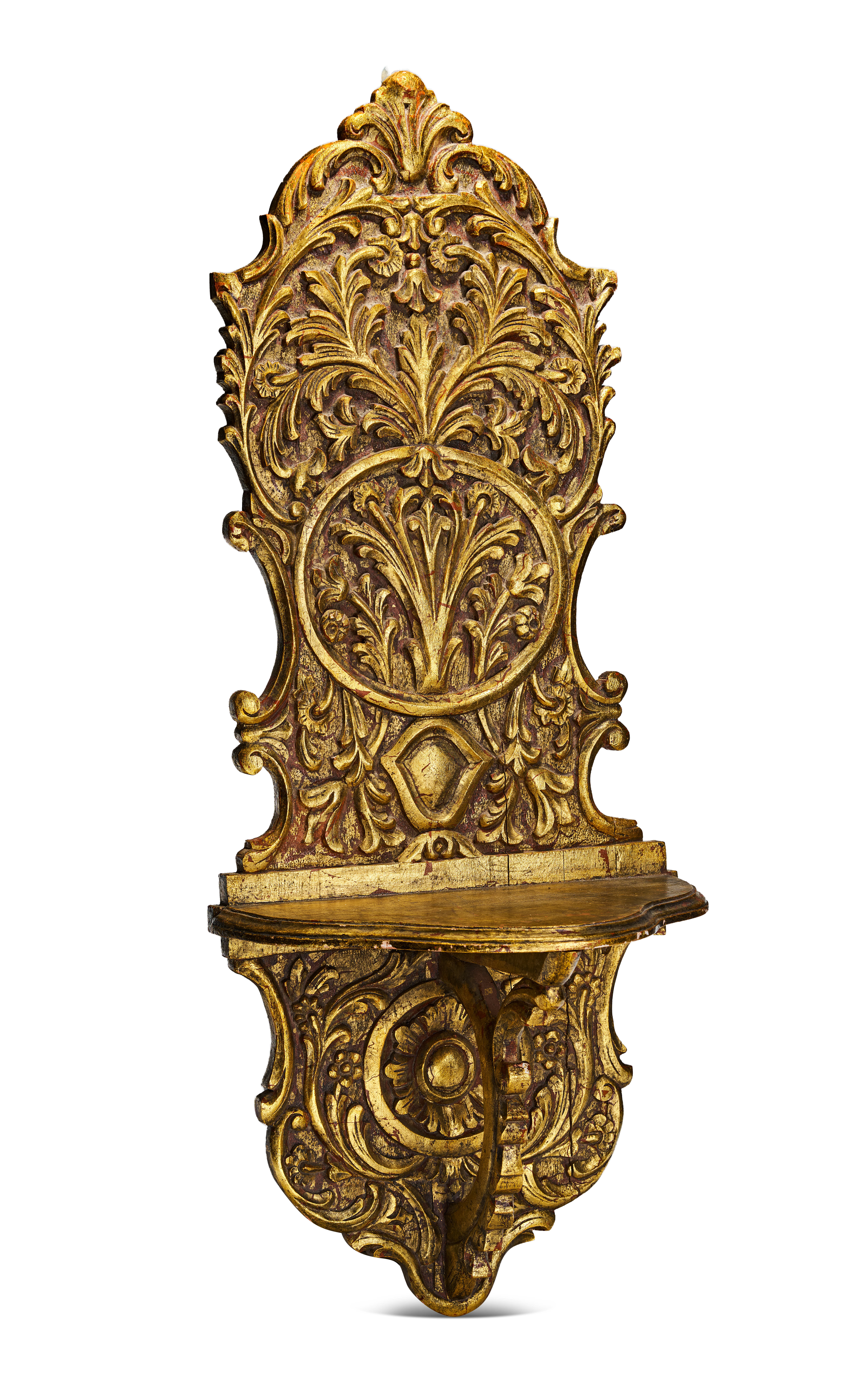 AN OTTOMAN CARVED AND GILDED WOOD TURBAN STAND, KAVUKLUK, 19TH CENTURY