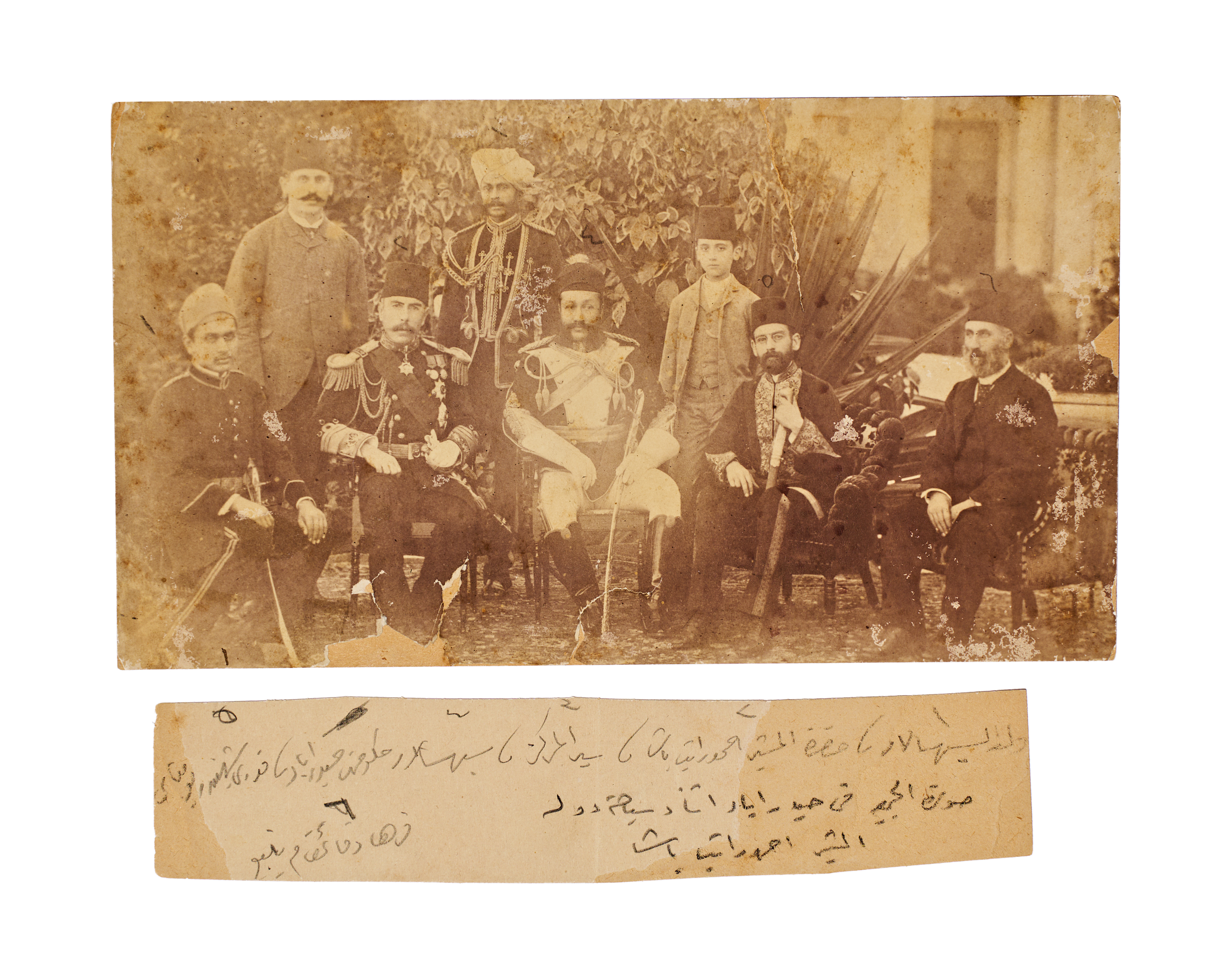 A RARE HAMIDIAN ERA PHOTOGRAPH OF FIELD MARSHAL AHMED RATIB PASHA AND INTERNATIONAL DIGNITARIES IN JEDDAH