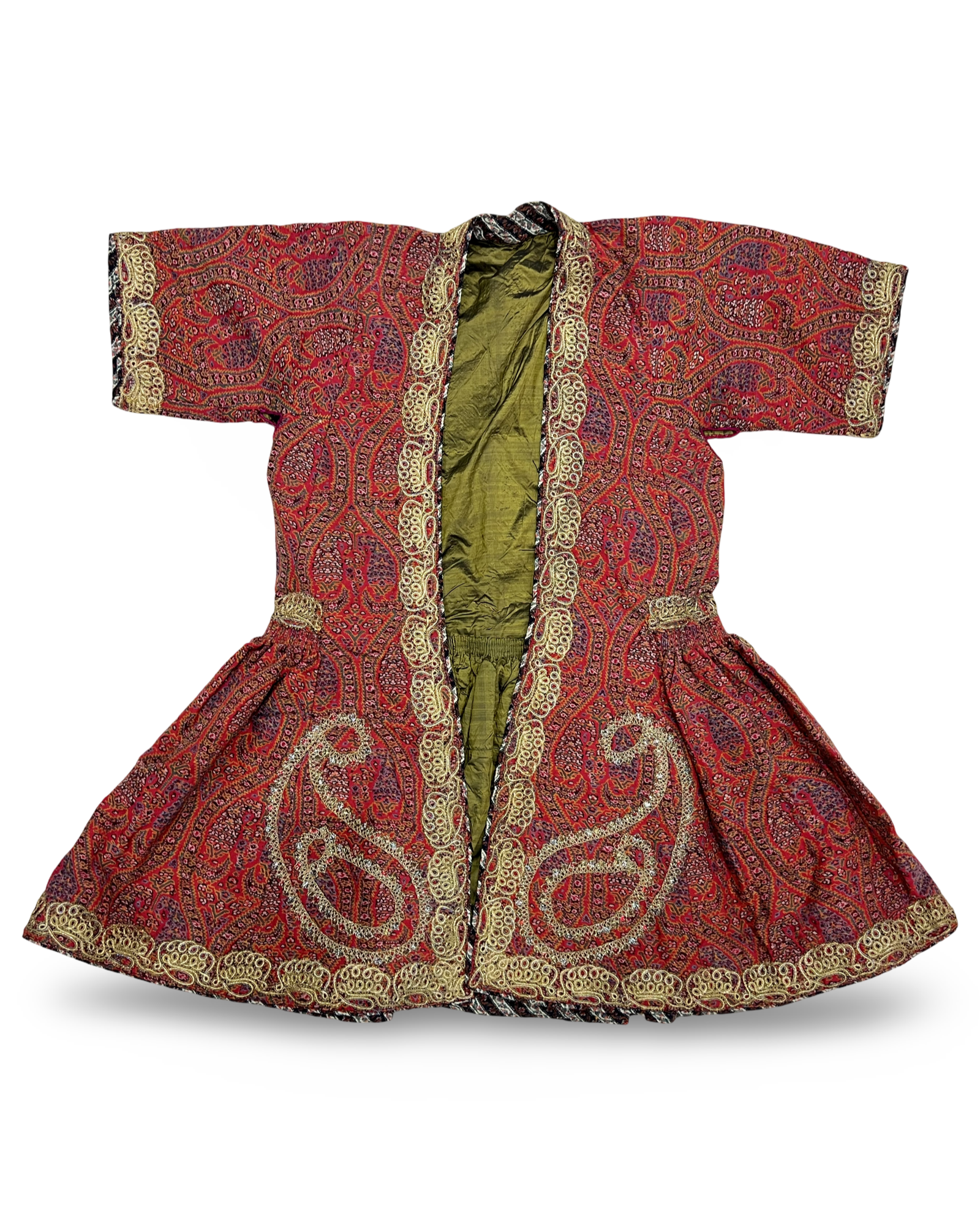 A CHILDS PERSIAN PAISLEY PATTERNED OPEN ROBE/COAT, QAJAR, 19TH CENTURY