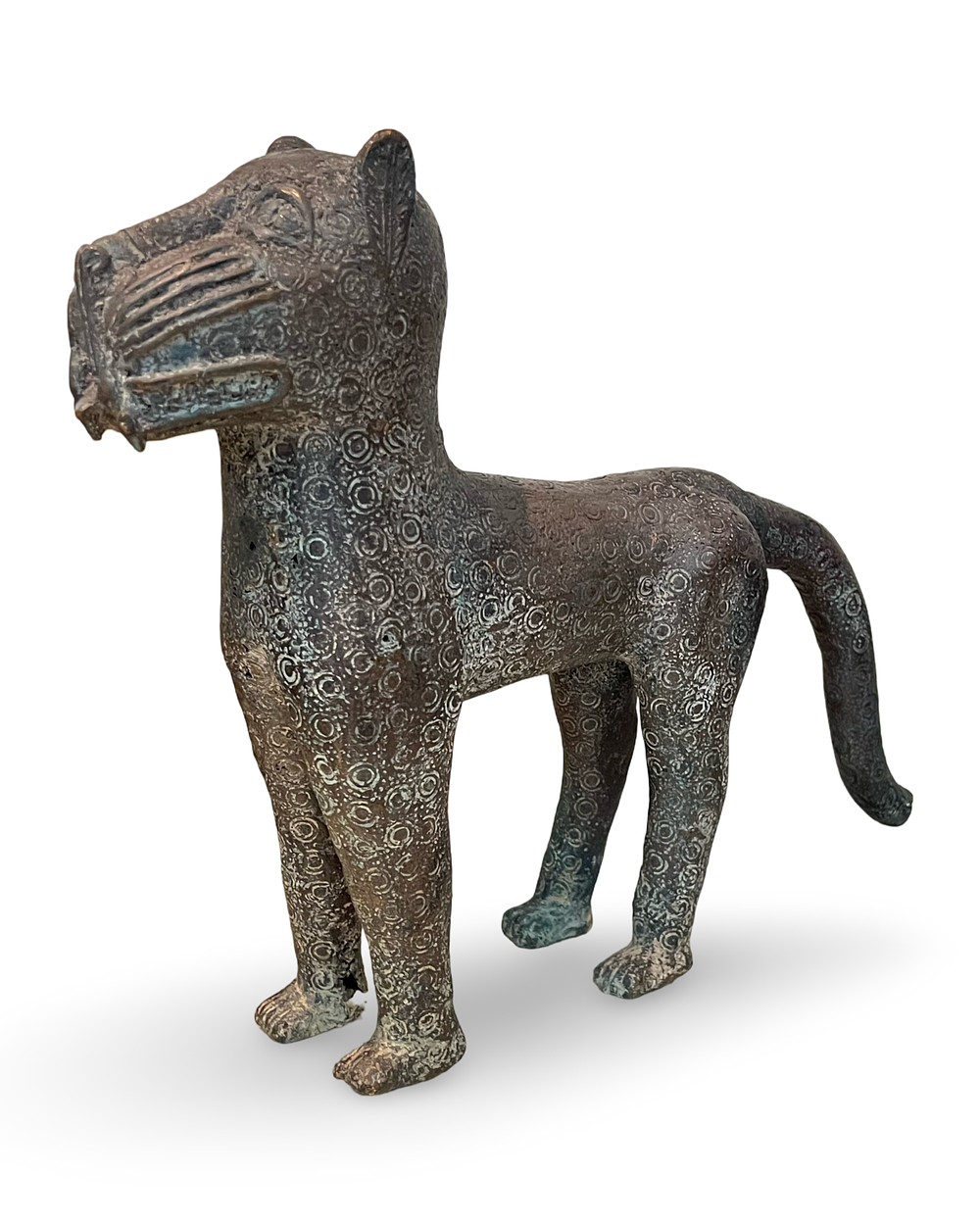 Lot 232: A BENIN BRONZE LEOPARD FIGURE, NIGERIA