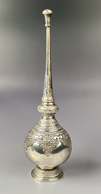 A SILVER ROSEWATER SPRINKLER GULAB PASH, INDIA OR BATAVIAN, 19TH CENTURY. A 19th-century silver 