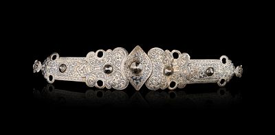 A Silver and Niello Hinged Belt Fitting, Caucasian, Late 19th Century