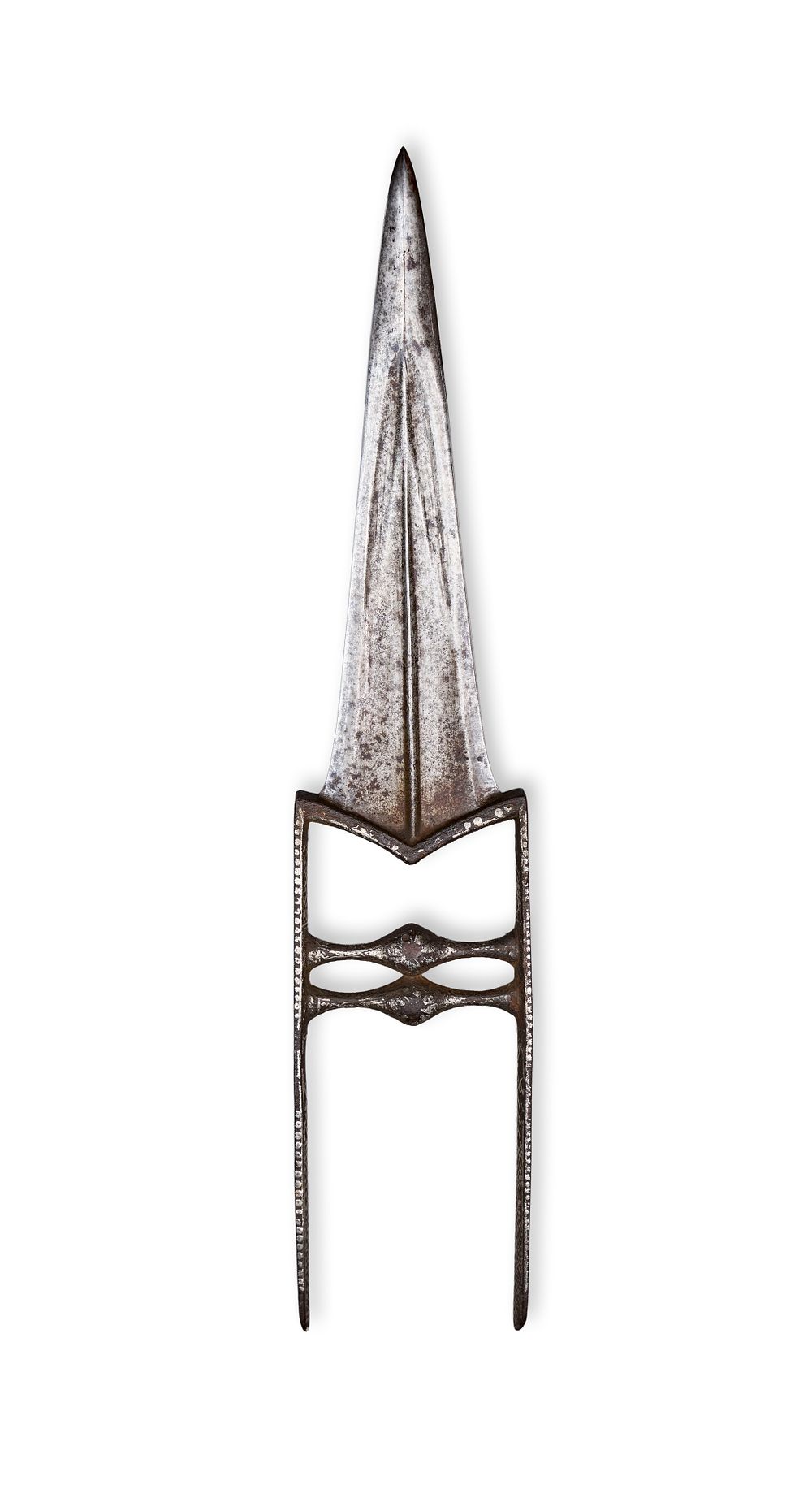 Lot 299: AN INDIAN STEEL KATAR WITH SILVER KOFTGARI DECORATION, 18TH - 19TH CENTURY