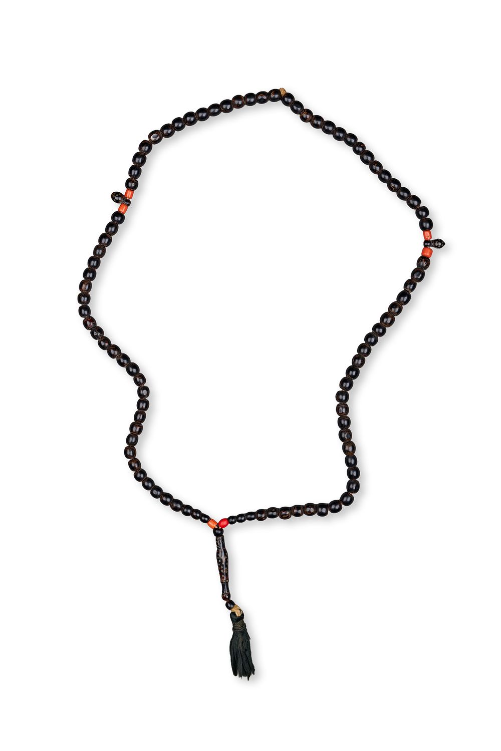 Lot 256: A LARGE OTTOMAN BLACK CORAL ROSARY/PRAYER BEADS TASBIH, 19TH CENTURY