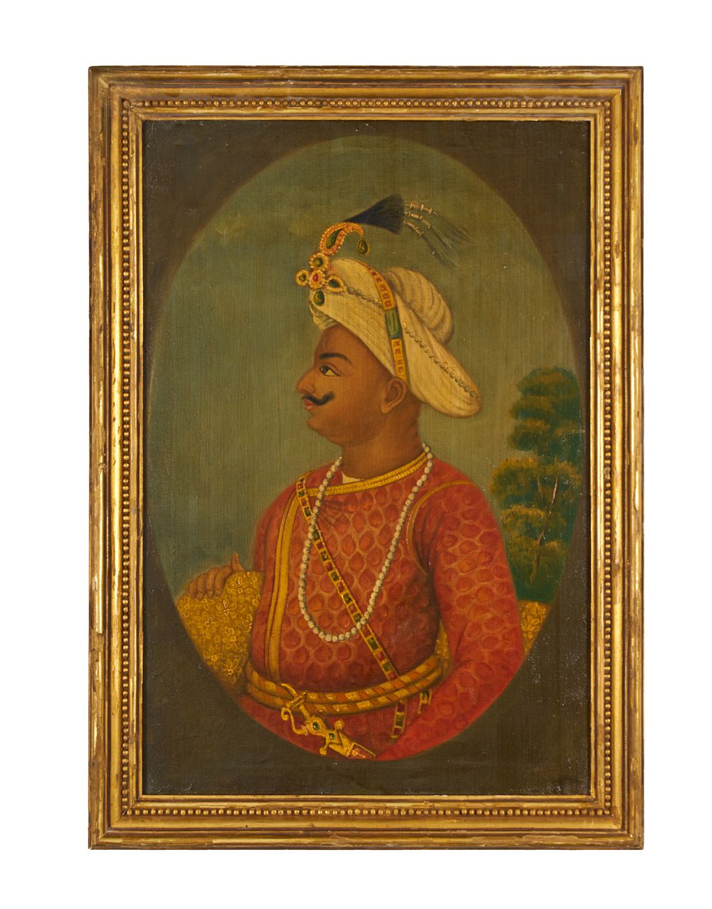 Lot 326: A PROFILE PORTRAIT OF TIPU SULTAN THE TIGER OF MYSORE, OIL ON CANVAS, 19TH CENTURY - 20TH CENTURY
