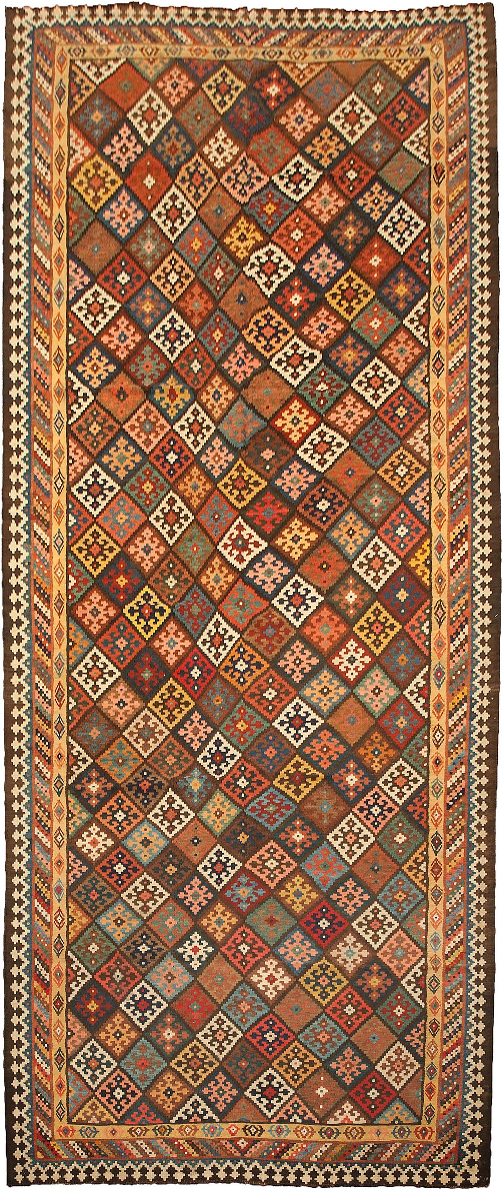 Lot 372: A LARGE BAKHTIAR KILIM CARPET, PERSIA, CIRCA 1900