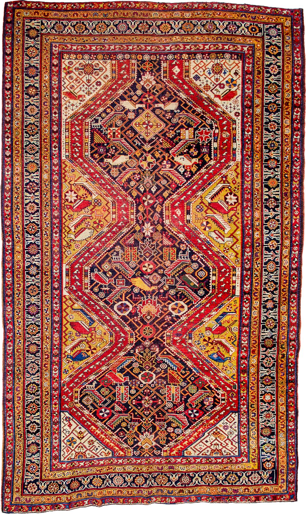 Lot 378: AN ANTIQUE KHAMSEH RUG, PERSIA, CIRCA 1880