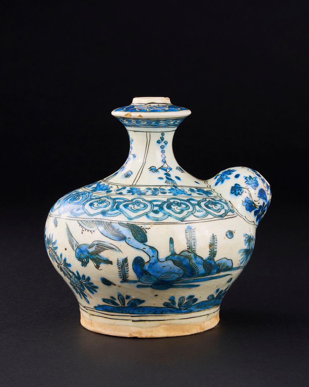 Lot 158: A SAFAVID UNDERGLAZE-PAINTED POTTERY KENDI, PERSIA, 17TH CENTURY