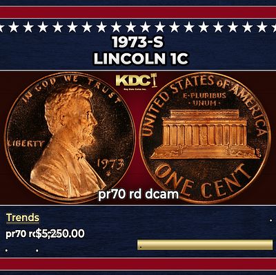 1973-s Proof Lincoln Cent 1c pr70 rd dcam SEGS. 1973-s Lincoln Cent 1c pr70 rd dcam SEGS.