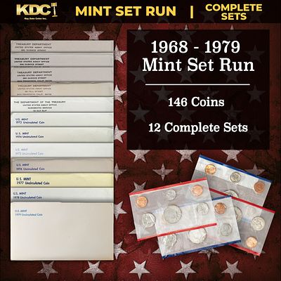 1968-1979 Mint Set Run 146 Coins 12 Complete Sets.