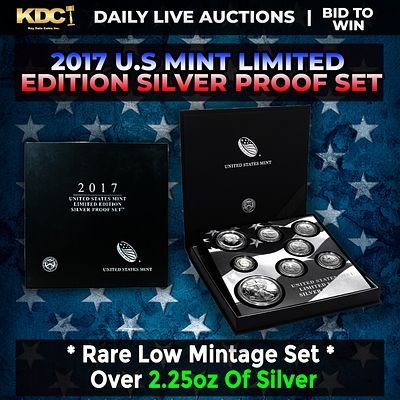 RARE 2017 United States Mint Limited Edition Silver Proof Set 8 coins, Over 2.25oz Of Silver 