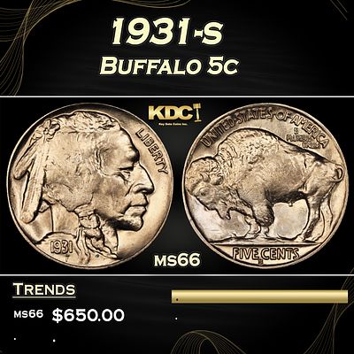 1931-s Buffalo Nickel 5c Grades ms66.