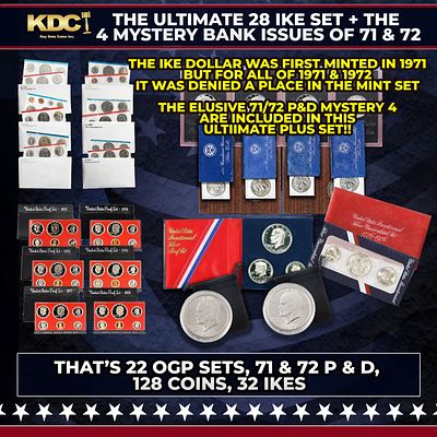 THE ULTIMATE IKE DOLLAR SET 1971-1978 All 32 Proof, Silver, & Mint Sets That Include an Ike 