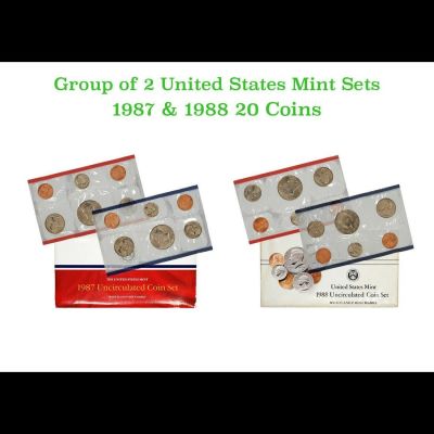 Group of 2 United States Mint Set in Original Government Packaging! From 1987-1988 with 20