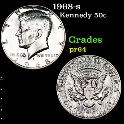 Proof 1968-s Kennedy Half Dollar 50c Grades Choice Proof. 1968-s Kennedy Half Dollar 50c Grades
