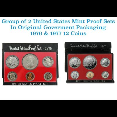 Group of 2 United States Mint Proof Sets 1976-1977 12 coins. Group of 2 United States Proof
