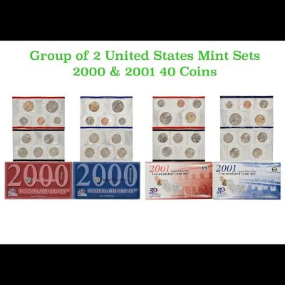 Group of 2 United States Mint Set in Original Government Packaging! From 2000-2001 with 40