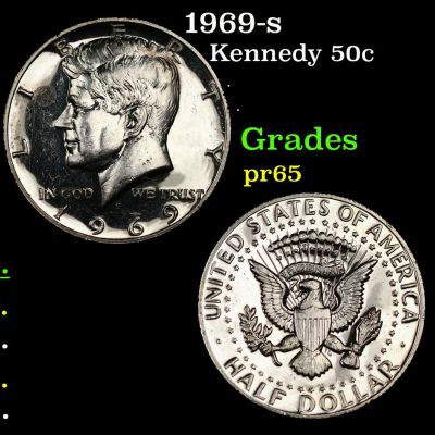 Proof 1969-s Kennedy Half Dollar 50c Grades GEM Proof. 1969-s Kennedy Half Dollar 50c Grades GEM