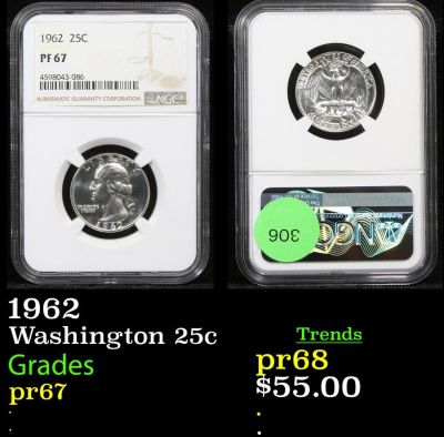 1962 Washington 25c Graded pr67. NGC 1962 Washington Quarter 25c Graded pr67 By NGC.
