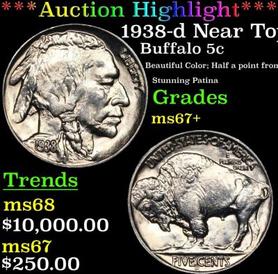 *Highlight* 1938-d Near Top POP! Buffalo 5c Graded. ***Auction Highlight*** 1938-d Near Top POP! 
