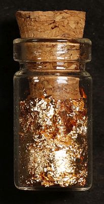 Scarce 1ml Corked Glass Vial With Cork of 100% Pure Gold Leaf. Wow! Cool!.