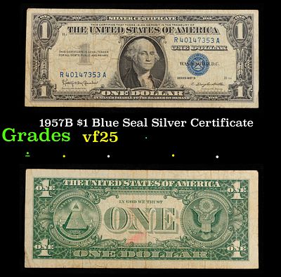 1957B $1 Blue Seal Silver Certificate Grades vf+. FR-1621 Granahan-Dilon Silver Certificates 