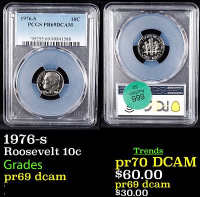 1976-s Proof Roosevelt Dime 10c pr69 dcam PCGS. 1976-s Roosevelt Dime 10c pr69 dcam PCGS.