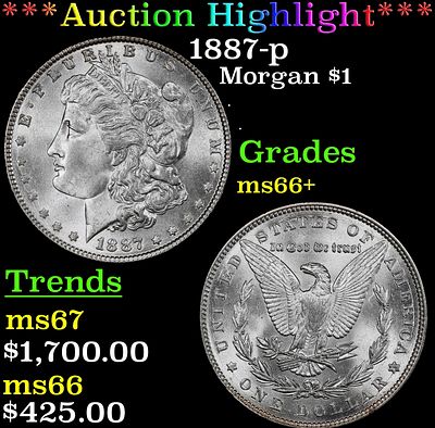 ***Major Highlight*** 1887-p Morgan Dollar $1 ms66+ SEGS (fc). ***Major Highlight*** 1887-p 