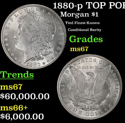 1880-p Morgan Dollar TOP POP! $1 ms67 SEGS. 1880-p TOP POP! Morgan Dollar $1 ms67 SEGS. Each 