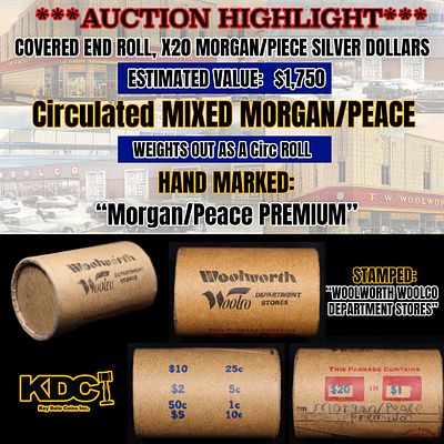 *Uncovered Hoard* - Covered End Roll - Marked "Morgan/Peace Premium" - Weight shows x20 Coins 