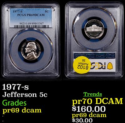 1977-s Proof Jefferson Nickel 5c pr69 dcam PCGS. 1977-s Jefferson Nickel 5c pr69 dcam PCGS.