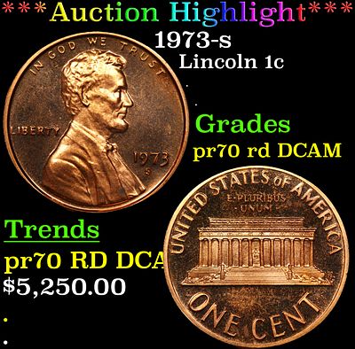 ***Auction Highlight*** 1973-s Proof Lincoln Cent 1c pr70 rd DCAM SEGS (fc). ***Auction 