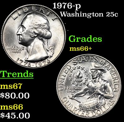 1976-p Washington Quarter 25c Grades GEM++ Unc.