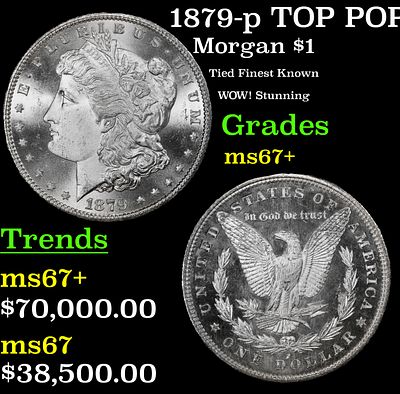 1879-p Morgan Dollar TOP POP! $1 ms67+ SEGS. 1879-p TOP POP! Morgan Dollar $1 ms67+ SEGS. A Key 