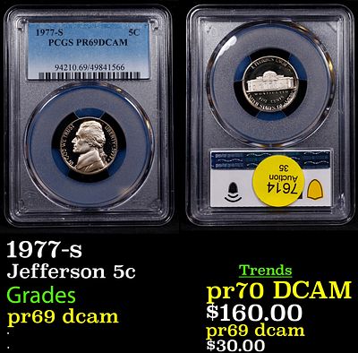 1977-s Proof Jefferson Nickel 5c pr69 dcam PCGS. 1977-s Jefferson Nickel 5c pr69 dcam PCGS.