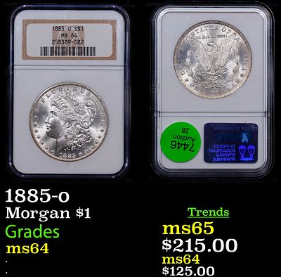 NGC 1885-o Morgan Dollar 1 Graded ms64 By NGC.