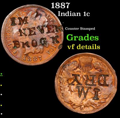 1887 Indian Cent 1c Grades vf details.